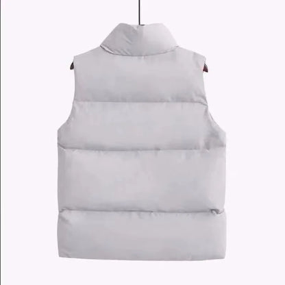 2023 Fashion Autumn New Stand Collar Elegant Down Coats Warm Outerwear Casual Belt Sleeveless Winter Women White Vests Jackets