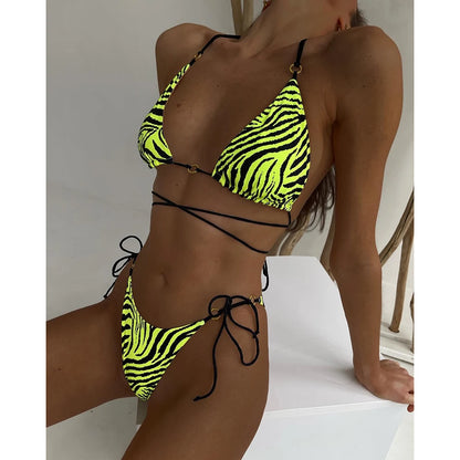 2023 New Sexy Brazilian Thong Bikini Mujer Swimwear Women Bandage Leopard Swimsuit Micro Bikini Set Summer Beachwear Swim Suit