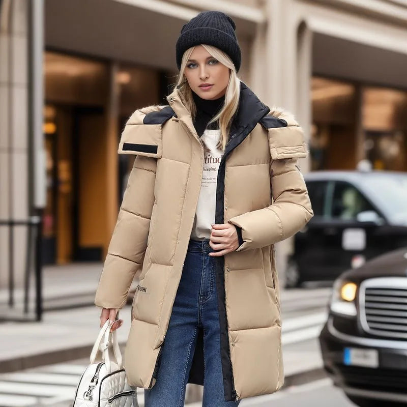 2024 Autumn Winter New Fashion Casual Warm Jacket Female Cute Women Down Cotton Coats Lady Elegant Overcoat Long Parkas Thick