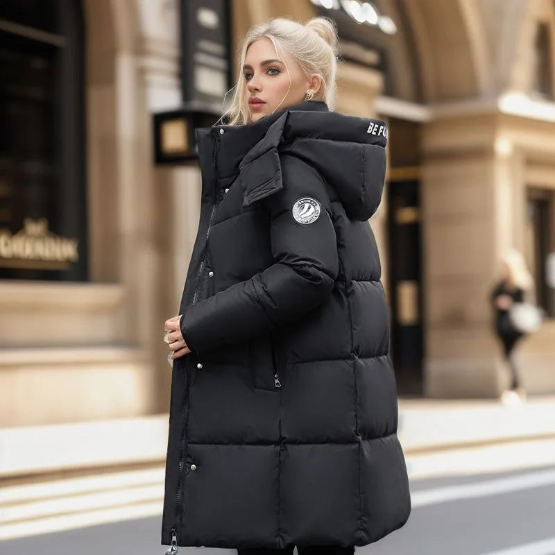 2024 Autumn Winter New Fashion Casual Warm Jacket Female Cute Women Down Cotton Coats Lady Elegant Overcoat Long Parkas Thick