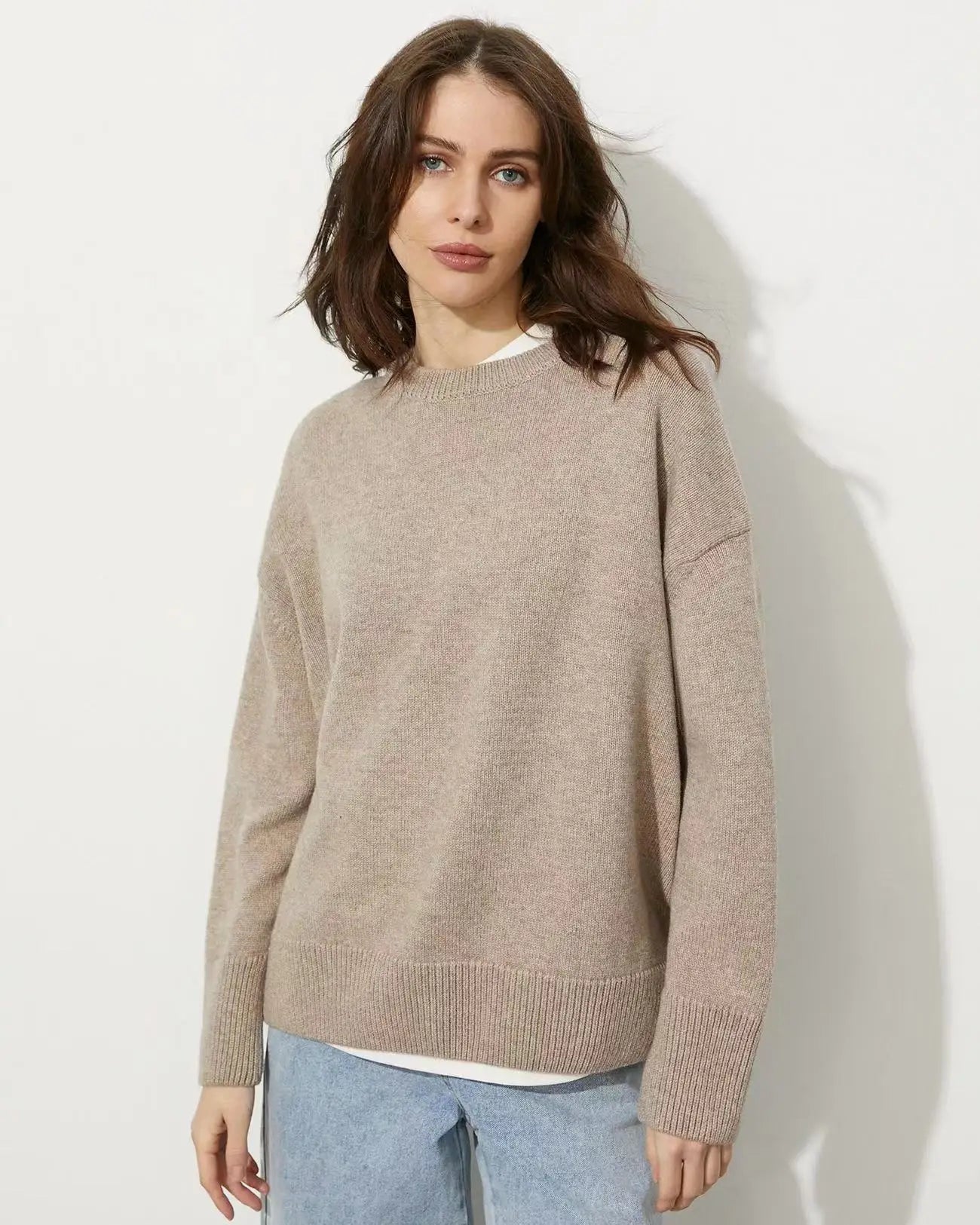 2024 Autumn Winter Women's O-Neck Pullovers Solid Soft Warm Knitted Top Gray Red Thick Female Sweater Long Sleeve Jumper New