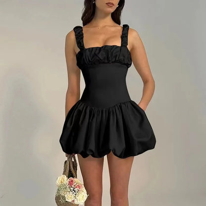 2024 Elegant Satin Corset Mini Dress For Women  Fashion New Spaghetti Strap Sleeveless Backless A-line Club Party Sexy Dress