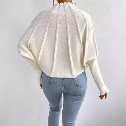 2024 Kintted Pullover Batball Sleeve Sweater Women Solid Round Neck Long Sleeve Top New T-shirt Loose Spider Web Short Knitwear