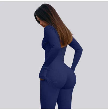 2024 New Fitness Outfit Female Casual Sport Workout Zipper Jumpsuit Women Romper Long Sleeves Skinny Activity Wear Overalls Tops