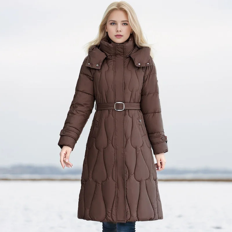 2024 New Winter Women Long Parkas Pockets Thick Warm Hooded Down Cotton Coat Female Loose Puffer Jackets Windproof Snow Overcoat