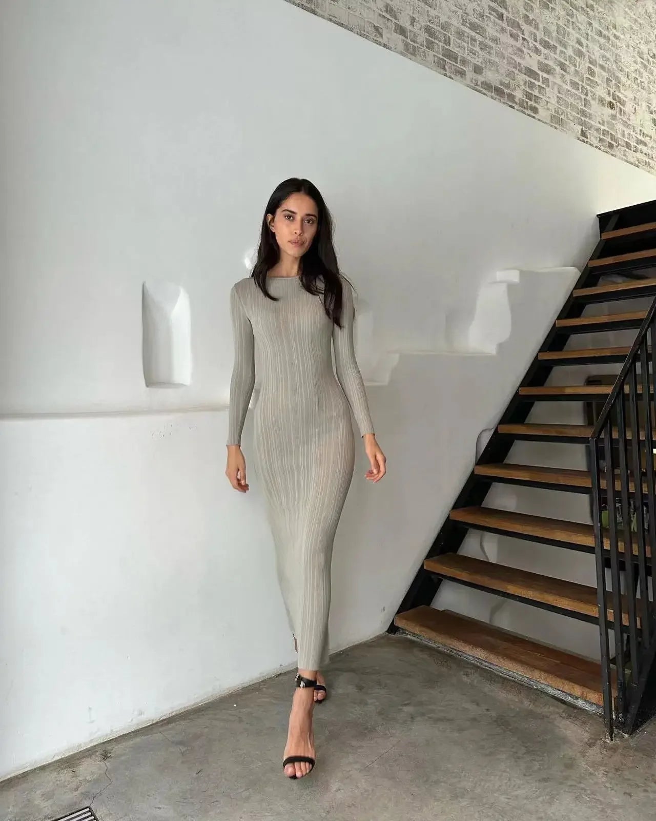 2024 Women Spring Solid Maxi Long Sweater Dress Elegant Casual Fashion Pullover Bodycon Slim Streetwear Knitted Dress Autumn