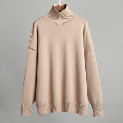 2025 New Women's Solid Color Knitted Turtleneck Sweater Autumn Winter Thick Loose Casual Pullovers Female Warm Fashion Sweater